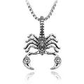 Vintage zilveren schorpioen hanger ketting met gravures op een dikke vierkante schakel - Schorpioen