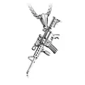 Silberne Halskette mit Gewehr-Anhänger aus Edelstahl und detailliertem AR-15-Design - Maschinengewehr