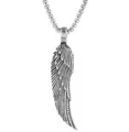 Hip hop vintage silver feather wing pendant necklace with stainless steel box chain - Exquisite Feather Style (Silver)