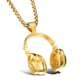 Pendentif casque doré en acier inoxydable avec chaîne boîte, bijoux rock pour hommes - Or