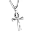 Poliertes Silber Ankh-Kreuz Anhänger Halskette mit ägyptischem Lebenssymbol und feiner Kette - Panzerkette / Silber