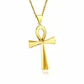 Goldener Ankh-Anhänger an einer edlen Kordelkette mit hochglanzpolierter Oberfläche - Panzerkette / Gold