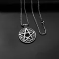 Pentagramm-Halskette mit Runensymbolen an einer Boxkette in Vintage-Dunkelgrau - Sanskrit Pentagramm