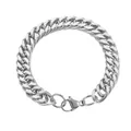Classic silver-toned stainless steel Cuban link necklace with large lobster clasp - 65cm / Silver