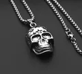 Retro punk skull necklace with star cutout detail and silver box chain for men and women - Star Skull Pendant