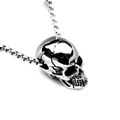 Collar con colgante de calavera hip hop para hombre en acero vintage con cadena box - Estilo de Cadena de Acero Inoxidable / Plateado