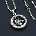 Titanium steel necklace with retro silver star pendant and Roman numeral engravings - Tire Star Dial Pendant