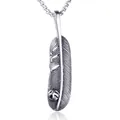 Hip hop titanium steel feather pendant necklace with vintage engraving for men - Feather Style