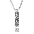 Collier rétro avec pendentif cylindre étoile et chaîne box en acier inoxydable vieilli - Style Cylindre Gravé / Argent antique