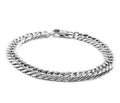 Gourmette en acier titane argenté poli avec un fermoir à rabat sécurisé - Collier / 10mmx70cm