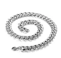 Detailed view of silver Cuban link necklace with polished finish and lobster clasp closure - Length 18cm / 6mm Thickness