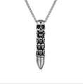 Hip hop titanium steel necklace featuring a punk skull bullet pendant with a box chain - Skull Bullet Style