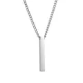 Minimalist silver bar pendant necklace with sleek stainless steel curb chain for men and women - Silver Curb Chain