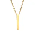 Minimalist gold bar pendant necklace with polished mirror finish on an O-chain link - Gold + Curb Chain