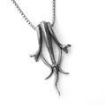 Vintage stainless steel Hydra multi-headed snake pendant necklace in aged silver finish - Serpent Style
