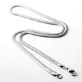 Gepolijste zilveren roestvrijstalen slangenketting met dubbele karabijnsluitingen - 55cm / 4mm / Staalkleur