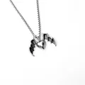 Gothic bat wing heart pendant on stainless steel box chain with vintage finish detail - Bat Heart (2844NL)