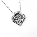 Vintage wolf head heart necklace with Celtic knot pendant on stainless steel chain - Double Wolf Heart Style