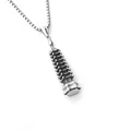 Collier homme pendentif pagode en acier inoxydable rétro avec chaîne à mailles carrées - Pagode + Chaîne en Acier Inoxydable