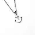 Vintage stainless steel pirate anchor necklace with skull pendant and box chain - Anchor Style