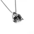Pendentif tigre en argent vintage avec rayures noires et chaîne à mailles carrées - Léopard + chaîne en acier inoxydable