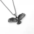 Vintage gothic eagle pendant with skull detail on a stainless steel box chain necklace - Eagle Style
