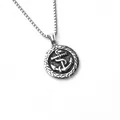 Collier avec pendentif ancre en argent vintage et bordure corde celtique pour hommes - Plaque Ronde d'Ancre + Chaîne en Acier Inoxydable