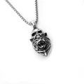 Pendentif tête de mort et loup de style punk avec chaîne carrée en acier inoxydable vintage - Crâne de Gorille + Chaîne en Acier Inoxydable