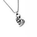 Collier gothique punk avec pendentif tête de mort en acier inoxydable argenté pour homme - Cimeterre + Chaîne en Acier Inoxydable