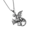 Pendentif dragon vintage en acier inoxydable avec ailes détaillées et chaîne de boîte - Dragon avec Chaîne en Acier Inoxydable