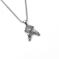 Nordische Wikinger Othala Rune Halskette mit silberner Stahlkette für Herren - Mit Edelstahlkette / Doppelter Wolfskopf Rune