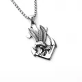 Collar de acero inoxidable con colgante de águila y ancla con acabado plata vieja - Ancla de Águila / Plateado