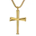Collier pour hommes en acier inoxydable doré avec pendentif croix de batte de baseball - Style Batte de Baseball Dorée