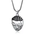 Vintage tribal mask pendant necklace in punk stainless steel with box chain for men - Mask Style