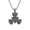 Collana da uomo in acciaio inossidabile con pendente a nodo celtico nordico vintage - Nodo a Torsione / Nero argento