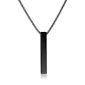 Minimalist titanium steel necklace featuring a matte black pillar pendant and fine metal chain - 5mm / Black