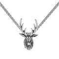 Retro hiphop elk head pendant necklace in antique silver with box chain for couples - Deer Head Pendant with Stainless Steel Chain