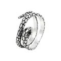 Vintage silver snake wrap ring with detailed scale textures and adjustable open design - Snake Style