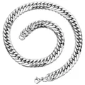 Sleek stainless steel hip hop chain necklace with polished lobster clasp on white background - Lobster Clasp Charm / 4mm Wide-17cm / Silver