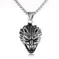 Colgante cabeza de lobo de acero inoxidable vintage con cadena box estilo punk - Estilo Cabeza de Lobo con Cadena