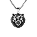 Colgante de cabeza de tigre vintage de acero inoxidable con cadena de perlas cuadradas - Tigre Lindo con Cadena de Acero