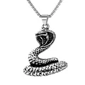 Collar con colgante de cobra vintage de acero inoxidable con textura de escamas de serpiente - Serpiente con Cadena de Acero