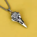 Colgante calavera de pájaro vikingo de acero inoxidable con símbolo vegvisir - Estilo Calavera de Pájaro con Cadena
