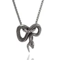 Collar con colgante de serpiente vintage en acero inoxidable plata antigua con cadena box - Serpiente Enrollada Grande con Cadena