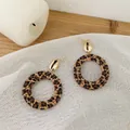 Bohemian rattan hoop earrings with leopard print, shell accents and gold ear hooks - Gold Shell Earhook Style (Style 6)