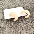 Minimalist creamy white C-shaped wooden hoop earrings with a matte vintage finish - C-Shaped (C31) / Beige