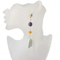 Pendientes largos con cuentas de resina de colores y colgante geométrico mate verde - Patchwork Púrpura Naranja Verde (Pendientes Madera Estilo 6)