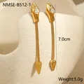 Détail de boucles d'oreilles serpent de 7,0 cm en or avec cristal et chaîne serpentine - Boucles d'Oreilles Chaîne en Os Tête de Serpent (NMSE-B512-1)