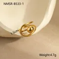 Close-up of golden geometric ring with 1.5cm dimension and 4.7g weight specifications - One Size / Gold Three-layer Cross Single Ball Style (NMSR-B533-1)