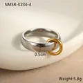 Detail der verbundenen Gold- und Silberringe mit 0,5 cm Breite und 5,8 g Gewicht - Silberton Einzelring Stil (NMSR-K234-4)